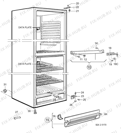 Взрыв-схема холодильника Elektro Helios KF380 - Схема узла C10 Cabinet